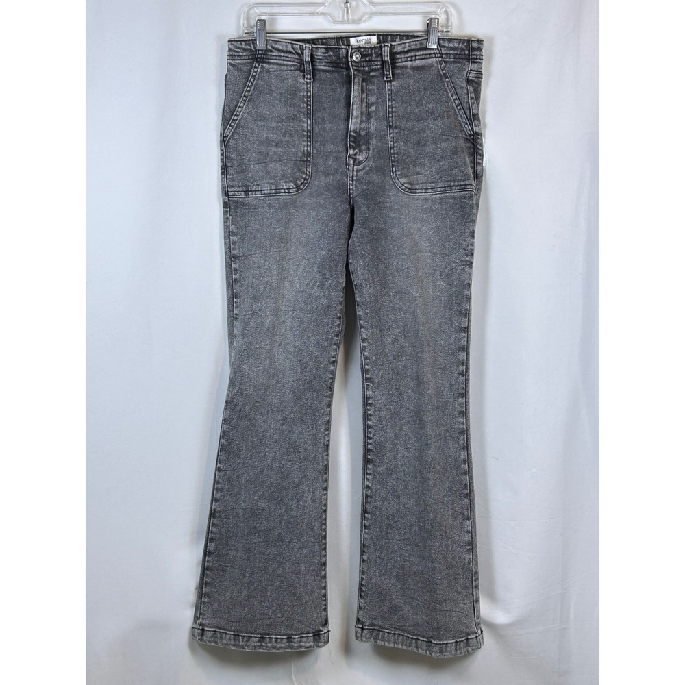 Kensie Jeans Wide Leg Women 10 Black Excellent Acid Wash High Rise Flare